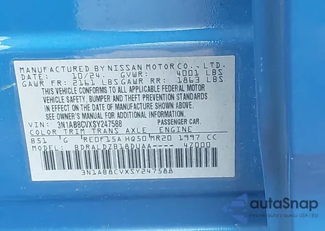 2025 Nissan Sentra Sv z USA, uszkodzony, nr VIN 3N1AB8CVXSY247588